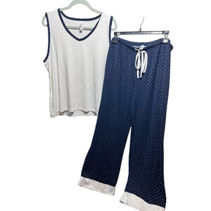 Flora Nikrooz Women XL Pajama Set Blue Polka Dot